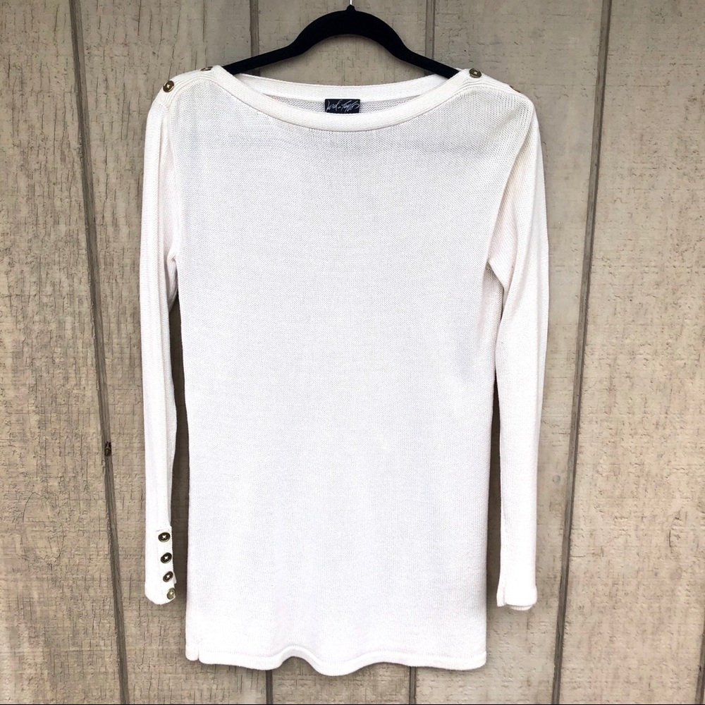 Lord & Taylor white boat neck tunic sweater small